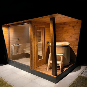 2025 di legno solido puro giardino esterno casa Sauna con funzione vapore umido e vasca da bagno combinata grande stanza Sauna all'aperto - Product Image 5