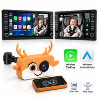 Adaptateur CarPlay sans fil 2-en-1 avec caméra de voiture pour bébé et moniteur de siège arrière pour une conduite familiale sécurisée