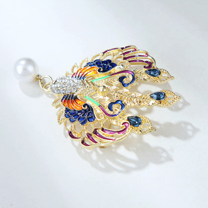 Nuevo Broche de Aleación de Lujo con Esmalte de Aves y Fénixes Retro, de Moda, con Perlas, para Solapa de Traje, para Mujer - Product Image 3