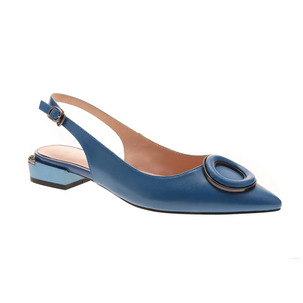 Elegant pointed toe slingback genuine leather women flat pump shoes