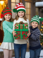 Sudadera de pana con bloques de color navideños para mujer, con retazos de guinga roja, cuello redondo, manga larga, estilo casual, con logotipo personalizado