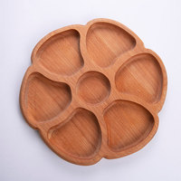 Plateau en bois rond de 30 cm à 7 compartiments pour servir les aliments secs, idéal pour les noix et les collations – Prix d'usine, vente en gros, personnalisable