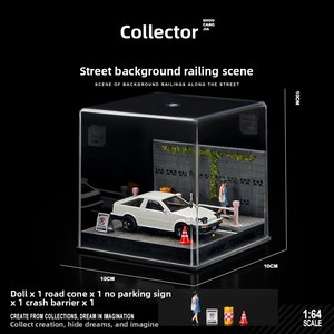 Modèle de voiture à l'échelle 1:64, mini scène de rue, verdure, mur gris, route, <span class=keywords><strong>garage</strong></span>, place de stationnement, cadeau d'anniversaire pour garçon - Product Image 3