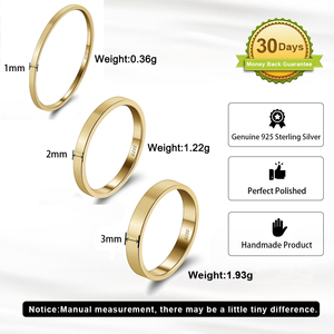 BAPR33 RINNTIN 1mm 2mm 3mm 14K Gold Stacking Stackable <strong>Band</strong> 925 Sterling <strong>Silver</strong> Couple Wedding <strong>Band</strong> <strong>Ring</strong> for Men Women - Product Image 3