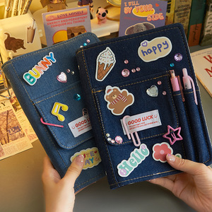 Creatieve Schattige A5 Student <span class=keywords><strong>Notebook</strong></span> Draagbare Zak Denim Hardcover Met Thermische Binding Papieren Omslag - Product Image 2