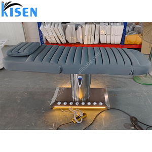 Lit de luxe pour extensions de cils Kisen, incurvé et réglable - Mobilier de salon de beauté moderne avec base dorée pour extensions de cils et lit de massage spa - Product Image 6
