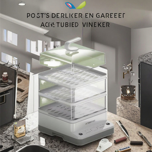Vaporizador de alimentos eléctrico de tres capas de 33L de calidad garantizada para cocina doméstica, utensilios de cocina inteligentes, plástico de grado alimenticio - Product Image 4
