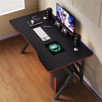 Escritorio Gamer Negro Económico en Oferta, Mesa de Juego de Fibra de Carbono Metálica con LED para Oficina en Casa, Resistente para Dormitorio o Sala de Estar
