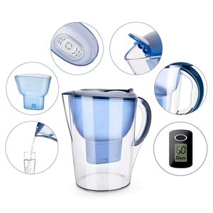 Carafe filtrante à eau sans BPA avec filtration au charbon actif, ioniseur alcalin, purificateur d'eau potable manuel pour la maison - Product Image 3