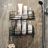 Ventes chaudes, étagère d'angle en fer de luxe léger, à utiliser pour la salle de bain, étagère murale, support de rangement, sans perçage
