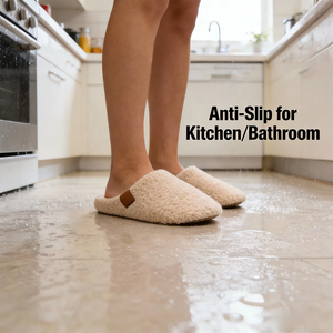 Pantofole Grandi Antiscivolo Ecologiche in Finta Pelle di Pecora <span class=keywords><strong>con</strong></span> Schiuma Memory ad Alta Elasticità per Uso Domestico Invernale - Product Image 2