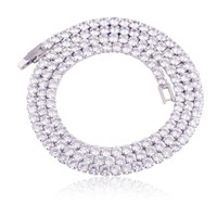 Collier tennis en acier inoxydable 316L argenté avec zircone cubique taille ronde sertie à griffes, fermoir boîte, collier ras du cou classique, bijoux pour femmes, vente en gros, personnalisé, OEM