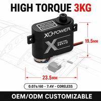 Micro Servo XQ-S1009F 7.7g 3kg Servo numérique sans noyau étanche à engrenages en aluminium profil bas 7.4V pour aile d'avion RC et UAV