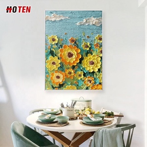 Toile de nuage tridimensionnelle faite à la main de style moderne <span class=keywords><strong>Van</strong></span> <span class=keywords><strong>Gogh</strong></span> <span class=keywords><strong>tournesol</strong></span> <span class=keywords><strong>peinture</strong></span> décorative de fleur de maison imprimée à l'huile - Product Image 2