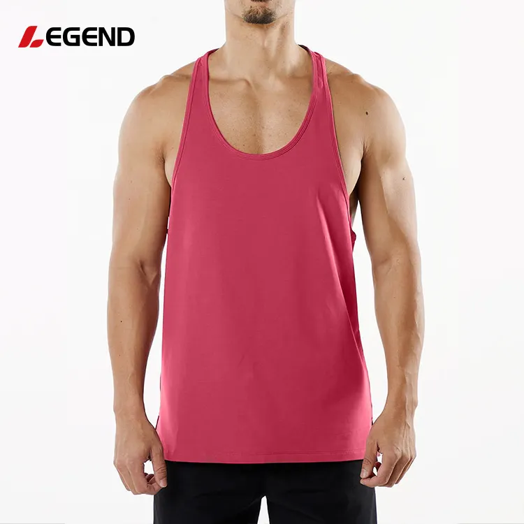 Wholesale Custom Logo Solid Color Running Singlet Muscle Sport T Shirt Sleeveless Fitness Training Wear Workout Men Gym Tank Top