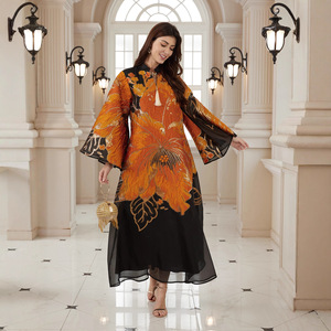 <span class=keywords><strong>Vestido</strong></span> Largo Abaya con Diseño Floral Creativo, Tela Nidha, Estilo Golfo, para Ramadán y Eid, Ropa Modesta, OEM/ODM - Product Image 2