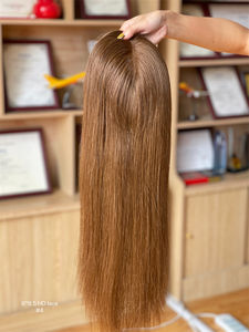 Sur Mesure 20 pouces #4 Brun Couleur 6x6.5 HD Dentelle Femme Cheveux Topper Cheveux Bruts Soyeux Droite Prêt À Expédier Maintenant - Product Image 2