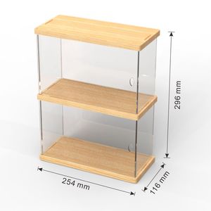 Acrylic Figurine <b>Display</b> <b>Case</b> With Wooden Shelves For Toys Collectibles Storage Organizing Shelf Unit - Product Image 5