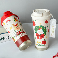 Gobelet isotherme classique de Noël en acier inoxydable pour étudiant, motif renne, grande capacité, tasse de voyage portable - Édition limitée Noël
