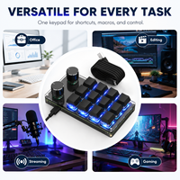 SIKAI 12-Tombol 2 Kenop Putar Nirkabel Macro Pad BT 2.4G USB-C RGB Pengontrol Pintasan yang Dapat Diprogram untuk Pengeditan Desain Pemrograman