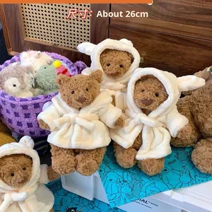 UK JC Classic Spa Teddybeer in zachte badjas met gratis stofzak. Elegant pluche knuffel voor ontspanning en luxe. - Product Image 4