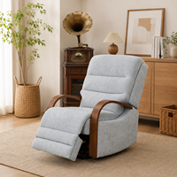 Fauteuil inclinable électrique en tissu avec accoudoirs en bois pour personnes âgées, handicapées ou en soins infirmiers