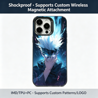 Coque de téléphone anti-rayures à impression intégrale avec effet lumineux bleu et personnage d'anime gris vibrant pour iPhone 17/15 Pro Max & Plus Series