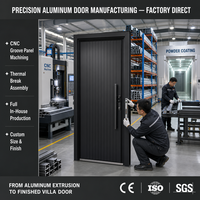 Pintu Depan Villa Aluminium Modern OEM ODM Sistem Penguncian Multi Titik, Aluminium Hitam, Meningkatkan Keamanan Pintu Eksterior