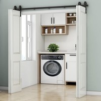 Herrajes para Puerta Plegable Industrial de Alta Calidad AAG, de 4 Puertas, en Forma de J, de Acero con Recubrimiento de Polvo Negro, para MDF/Madera Maciza, Garantía de 4 Años