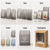 Boîte de présentation personnalisée en acrylique pour sachets de graines, organisateur transparent pour sachets de jardinage, étui à compartiments inclinés, panneau avant avec logo OEM