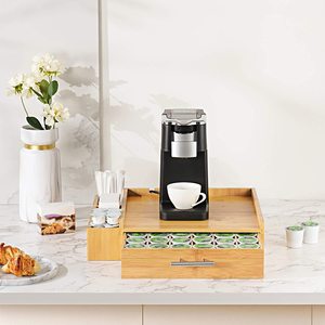 Tiroir à dosettes de café en bambou personnalisé, compatible <span class=keywords><strong>Tassimo</strong></span>, support pour machine à café, distributeur de dosettes, <span class=keywords><strong>rangement</strong></span> de cuisine - Product Image 4