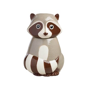 OEM unique raccoon empty storage ceramic jar set with lids cookie sugar nut candy food ceramic kitchenware organizer stash jars