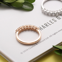 Bague de fiançailles à sept pierres en or blanc 14 carats et or rose 18 carats certifiée IGI avec diamant de laboratoire, design tendance pour mariage