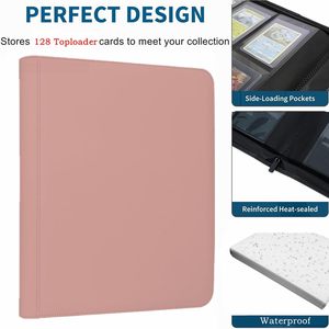 Carpeta Personalizada de Cuero PU con 4 Bolsillos para Tarjetas Coleccionables, Cierre de Cremallera, Álbum de Tarjetas Impermeable para Colección - Product Image 3