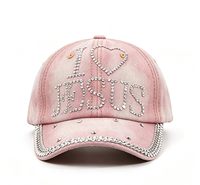 Topi Baseball Denim Berhias Rhinestone Populer, Tersedia Berbagai Warna & Pola Kustom