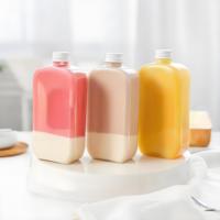 Bouteille de thé au lait en ligne thé au lait de célébrité plat carré jetable bouteille de boisson en plastique pour animaux de compagnie bouteille d'huile orange