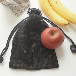 Bolsa de productos de malla de algodón negro de moda para compras y almacenamiento de comestibles - Product Image 5