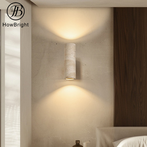Travertin jaune <span class=keywords><strong>Gu10</strong></span> prise Led <span class=keywords><strong>applique</strong></span> <span class=keywords><strong>murale</strong></span> boîtier Wabi Sabi Style brillant vers le haut et vers le bas appliques murales pour salon - Product Image 5