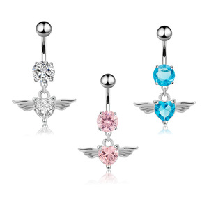 Anneaux de <span class=keywords><strong>nombril</strong></span> chirurgical aile d'<span class=keywords><strong>ange</strong></span> pour femmes filles anneaux de <span class=keywords><strong>nombril</strong></span> en acier inoxydable bijoux de <span class=keywords><strong>piercing</strong></span> en gros de Chine - Product Image 1