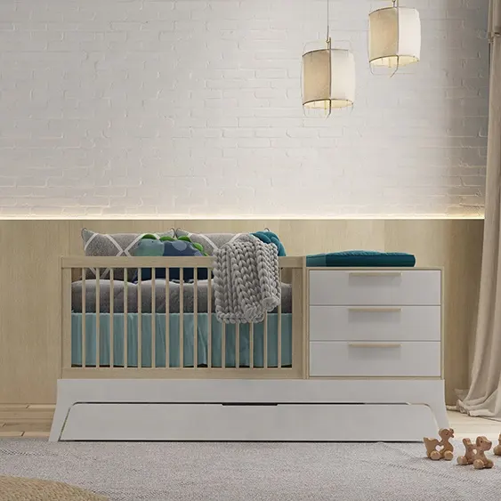 Nova Nieuwe Geboren Babi Bed Babykamer Set Met 2 In 1 Convertible Baby Crib Cot/Veranderende Kwekerij Tafel