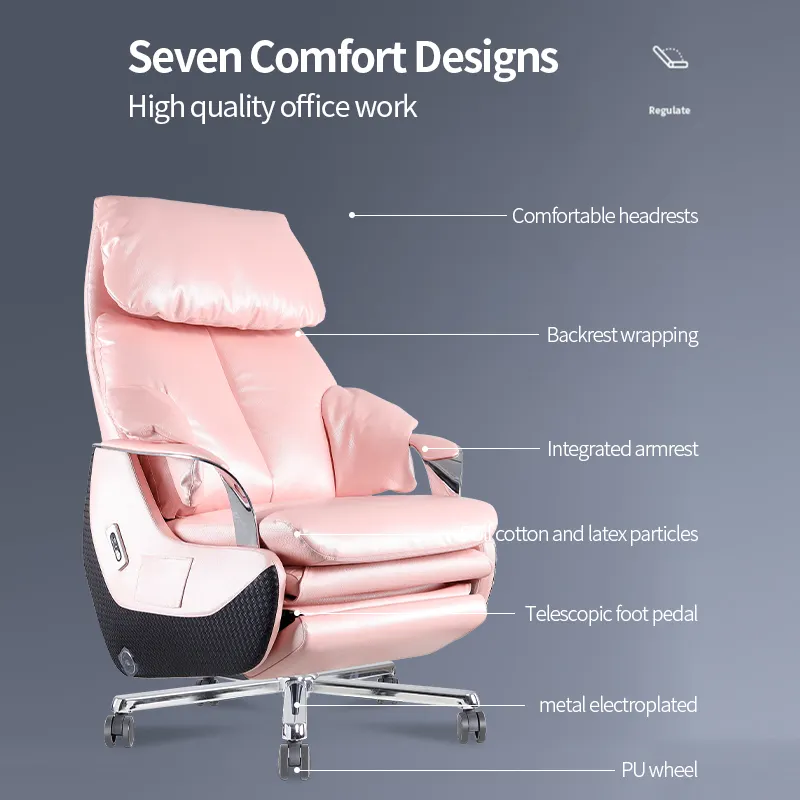 Kursi kulit kantor listrik, grosir asli kursi Derma listrik kustom kelas atas ergonomis kursi kantor pijat berbaring