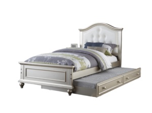 Modern Adjustable Convertible <b>Platform</b> <b>Bed</b> Twin Ivory White Faux Leather Upholstery Rosewood <b>Frame</b> Storage Bedroom Furniture - Product Image 6