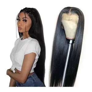 Wholesale vendor straight 38 40 inch long hair wig packaging for black women 13x4 frontal hd 360 full lace human hair wigs