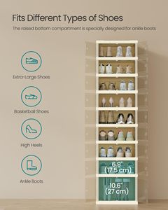 9-Tier Easy-to-Install Plastic Shoe Cabinet Customizable Plastic Shoe Organizer One-Piece Foldable Shoe Organizer - Product Image 3