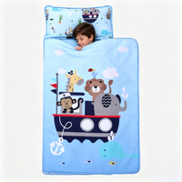 Tapis de sieste pour enfants personnalisé en usine chinoise, durable, coloré, matelassé, imprimé de dessins animés d'animaux, avec oreiller en fibre et ensemble de couverture