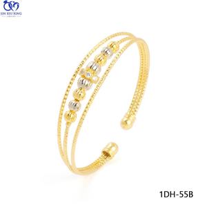JXX New Fashion Women's 3-Layer Metal Two-Tone Silk <b>Wire</b> Beaded Bangles 24k Gold Mix <b>Colour</b> Bangle Jewelry - Product Image 4