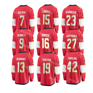 Tùy Chỉnh <span class=keywords><strong>Panthers</strong></span> Florida Ice Hockey Jersey Thêu Áo Sơ Mi Khâu Đồng Phục Thể Thao Mặc #16 Barkov #19 Tkachuk #72 #13 #42 - Product Image 1