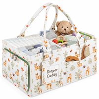 Panier de rangement pliable portable en toile pour couches de bébé, organisateur imprimé pour chambre d'enfant, sac fourre-tout multi-poches pour couches