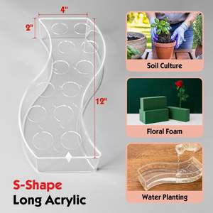 فازة حديثة إبداعية على شكل S واضحة للبيع بالجملة مزهرية زهور طويلة مخصصة ديكور طاولة حفلات الزفاف المنزلية مزجج شفاف - Product Image 2