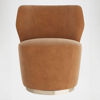 Fauteuil en velours en acier inoxydable doré moderne de luxe italien, mobilier d'hôtel italien, canapé de détente rotatif pour salon